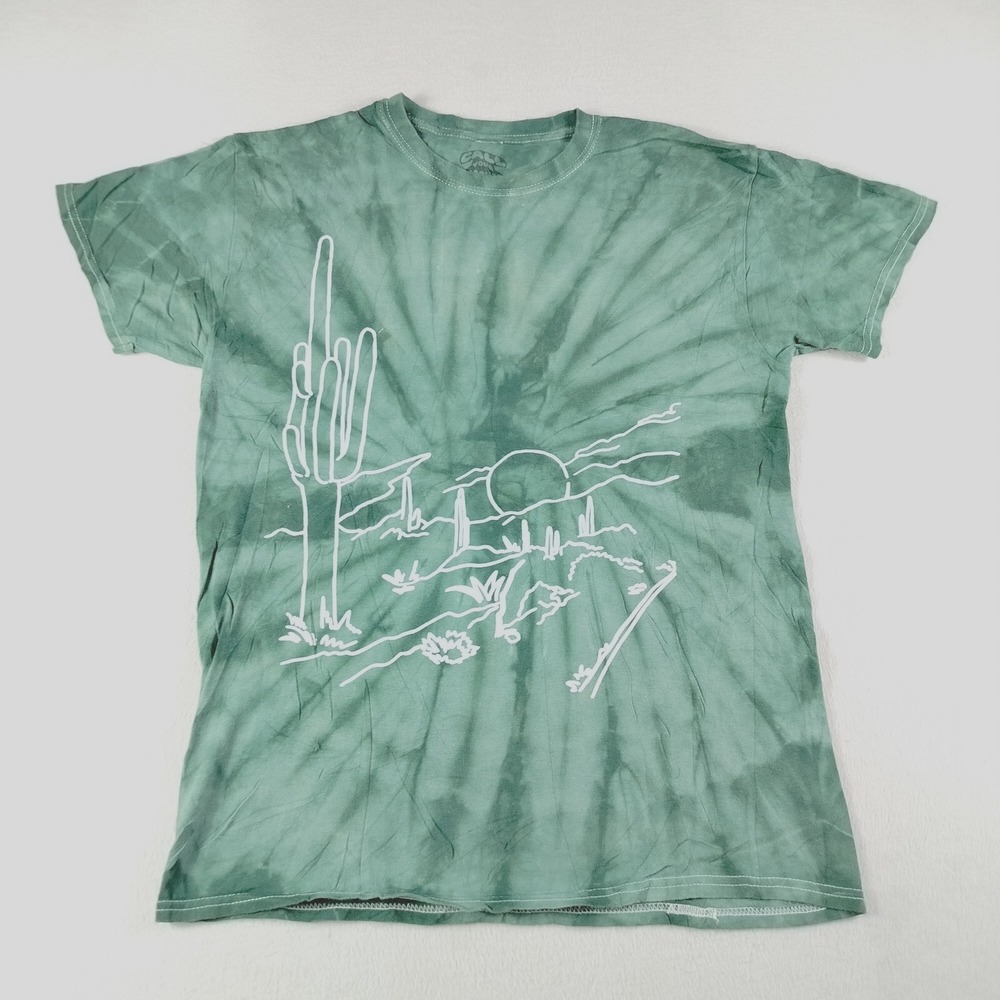 Call Your Mother T Shirt Mens Medium Green Tie Dye Cactus Graphic Crew Neck‎